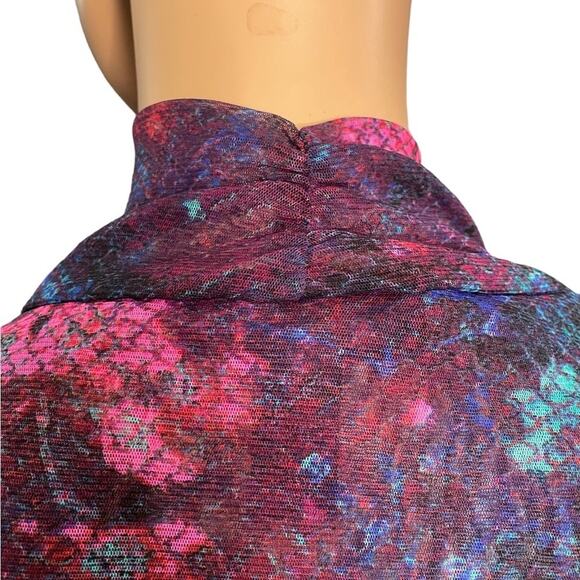 INC Sheer TOP Womens L Petite Purple Snakeskin Pattern Long Sleeve Turtle Neck - Picture 6 of 11